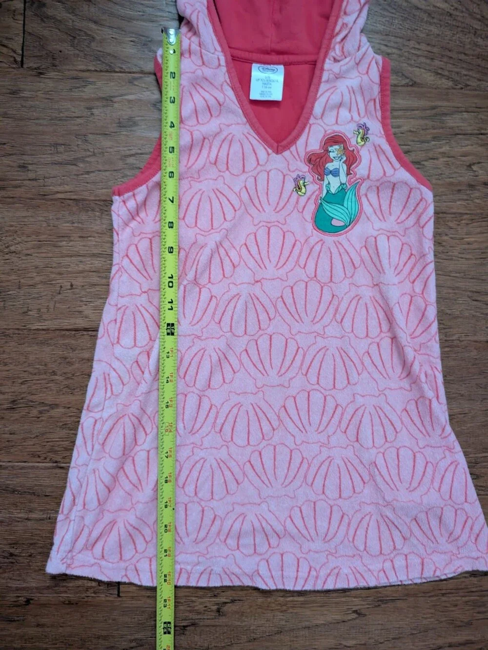 Disney Girls Ariel Pink Shell-Pattern Sleeveless Bathing Suit Cover Size 5/6
